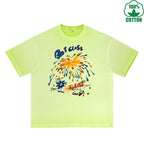 Bes T CLASS Printed Dirty WashT-Shirt 230G Multicolor Loose Trendy Short Sleeves Fashionable 100%Cotton Top