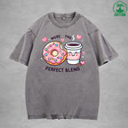 Were The Perfect BlendInterest Printed Washed T-Shirt 230G Loose Trendy Fashionable 100%Cotton Short Sleeve Top