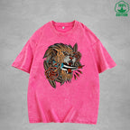 PredatorInterest Printed Washed T-Shirt 230G Multicolor Loose Trendy Fashionable 100%Cotton Short Sleeve Top