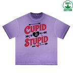 God of Love is Stupid Printed Dirty Wash T-Shirt 230G Multicolor Loose Trendy Fashionable 100%Cotton Short Sleeve Top