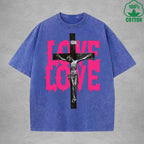 Love American Retro 230G Washed T-Shirt Available in Multiple Colors Fashionable Pure Cotton Short Sleeve