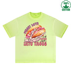 Not today God of Love Printed Dirty Wash T-Shirt 230G Multicolor Loose Trendy Fashionable 100%Cotton Short Sleeve Top