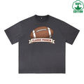 CLASSIC PIGSKIN Printed Dirty Wash T-Shirt 230G Multicolor Loose Trendy Fashionable 100%Cotton Short Sleeve Top
