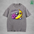 You Drive Me BananasInterest Printed Washed T-Shirt 230G Loose Trendy Fashionable 100%Cotton Short Sleeve Top