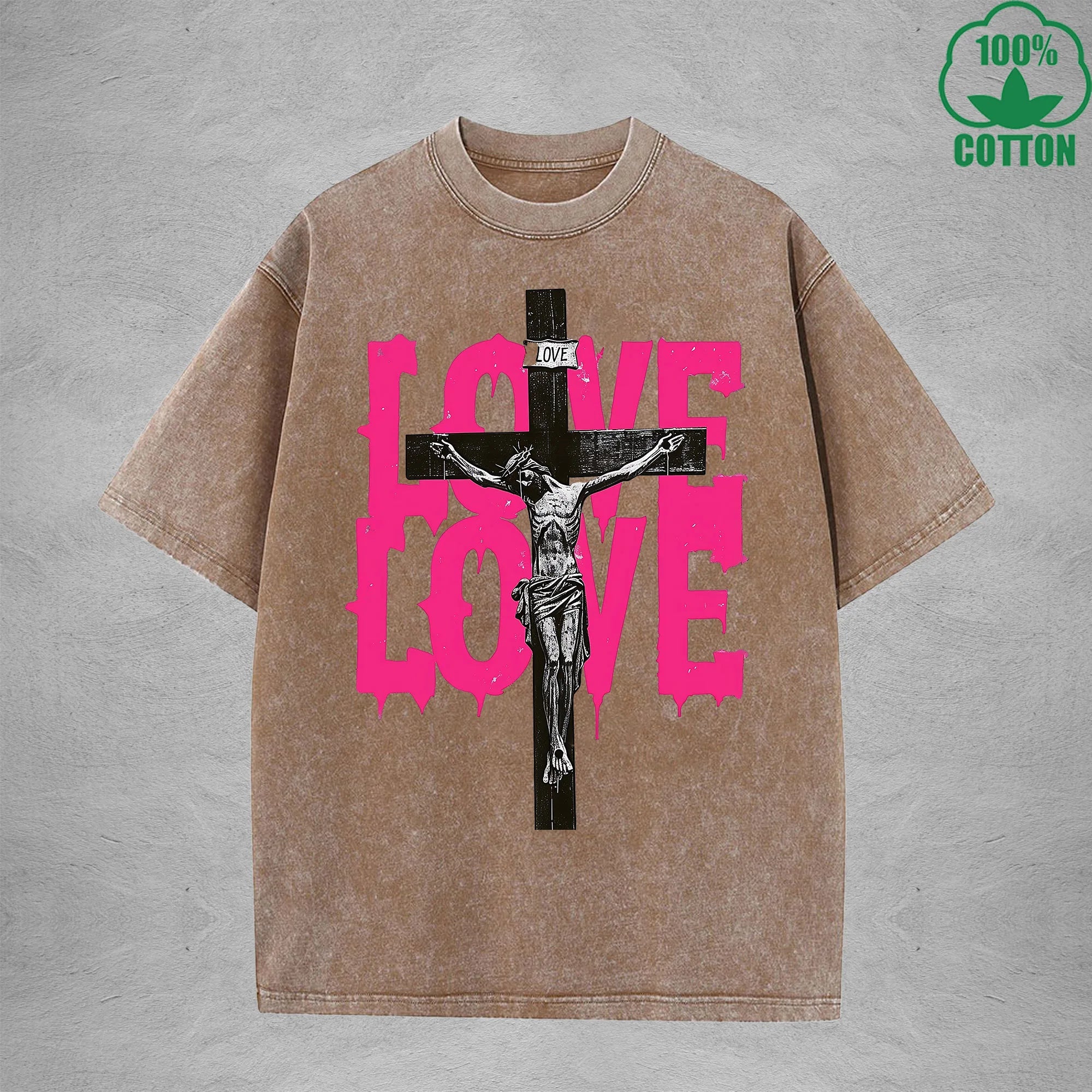 Love American Retro 230G Washed T-Shirt Available in Multiple Colors Fashionable Pure Cotton Short Sleeve
