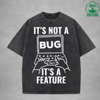 Its Not A BugInterest Printed Washed T-Shirt 230G Loose Trendy Fashionable 100%Cotton Short Sleeve Top