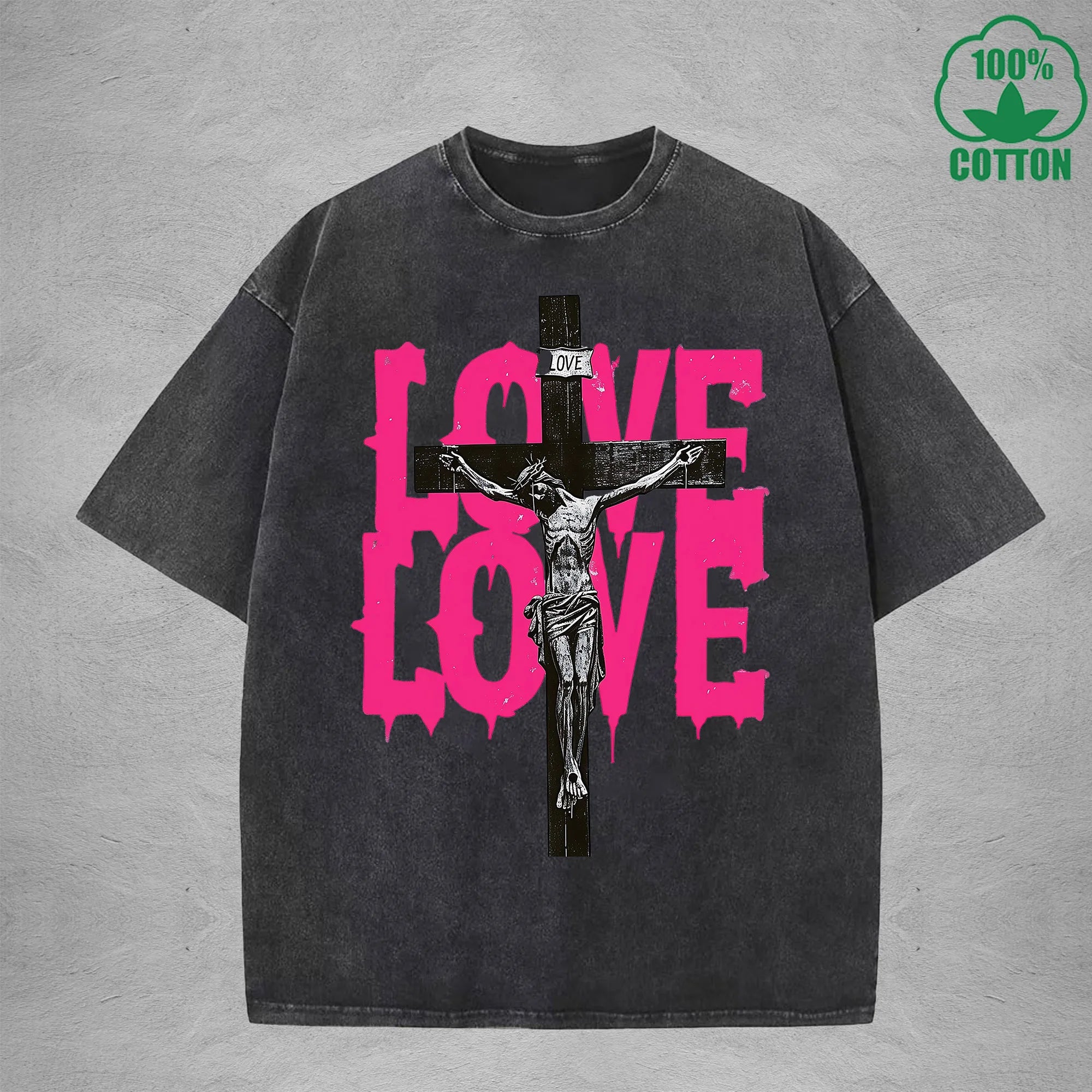 Love American Retro 230G Washed T-Shirt Available in Multiple Colors Fashionable Pure Cotton Short Sleeve