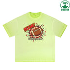 Touchdown Time Printed Dirty Wash T-Shirt 230G Multicolor Loose Trendy Fashionable 100%Cotton Short Sleeve Top