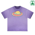 Microcosm Printed Dirty WashT-Shirt 230G Multicolor Loose Trendy Fashionable 100%Cotton Short Sleeve Top