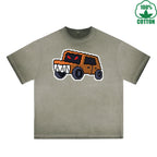 Angry Truck Printed Dirty WashT-Shirt 230G Multicolor Loose Trendy Fashionable 100%Cotton Short Sleeve Top