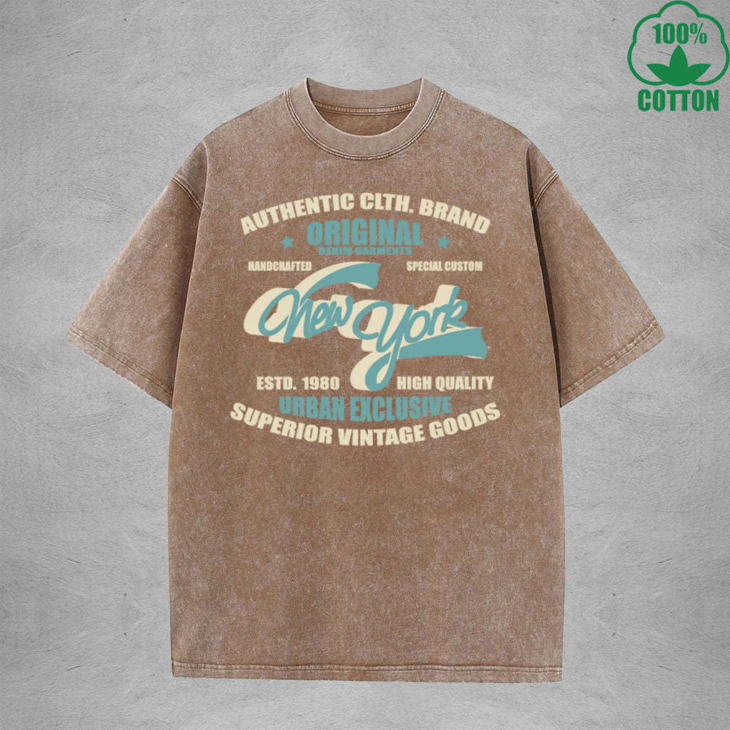 Original Interest Printed Washed T-Shirt 230G Multicolor Loose Trendy Fashionable Cotton Short Sleeve Top