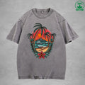 SunsetInterest Printed Washed T-Shirt 230G Multicolor Loose Trendy Fashionable 100%Cotton Short Sleeve Top