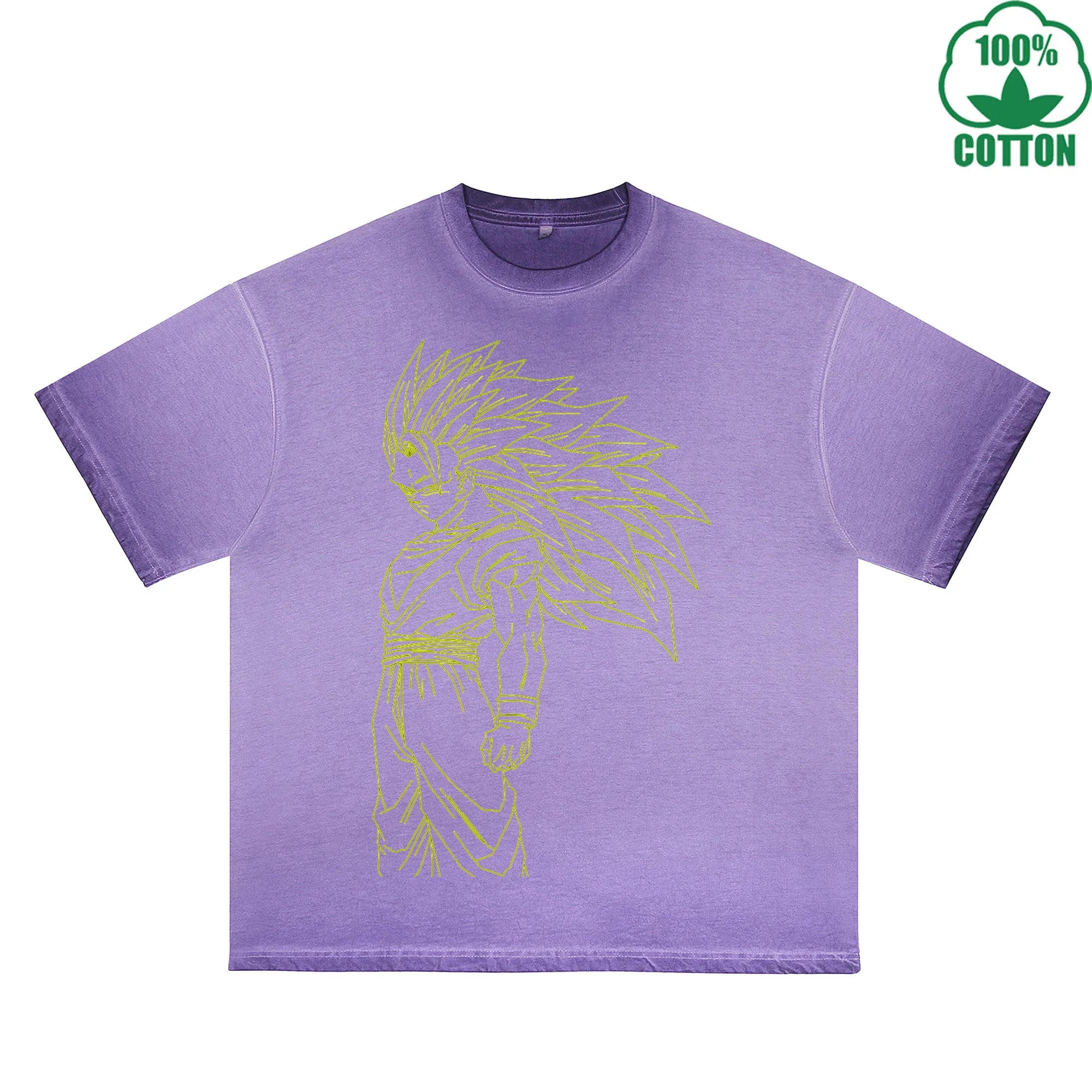 Golden Figure Pattern Multicolor 230G Dirty Wash Loose T-Shirt Comfortable Pure Cotton Breathable Short Sleeve Couple Style