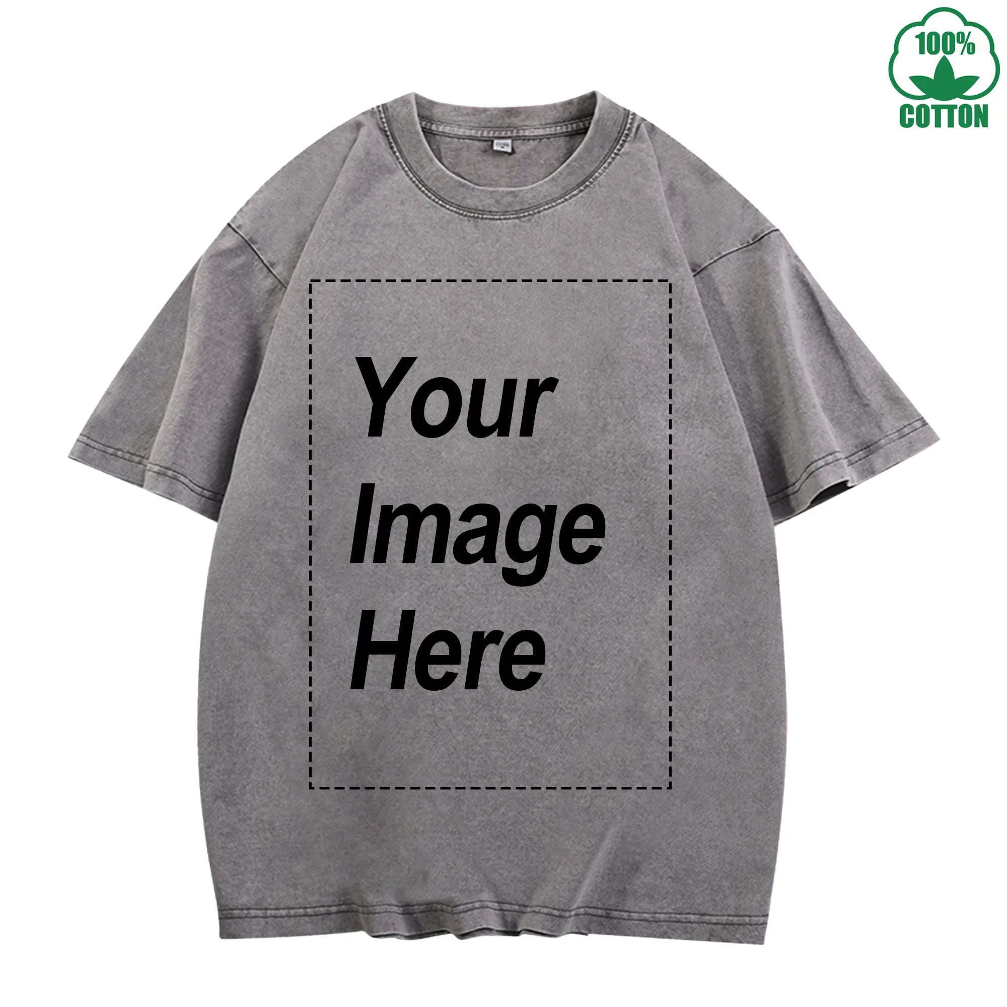 230g Heavy Men Women Washed Vintage Customized Print Oversized T-Shirts Street Hip Hop Punk Harajuku Casual 100%Cotton Short