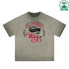 Yes I'm Single Printed Dirty Wash T-Shirt 230G Multicolor Loose Trendy Fashionable 100%Cotton Short Sleeve Top