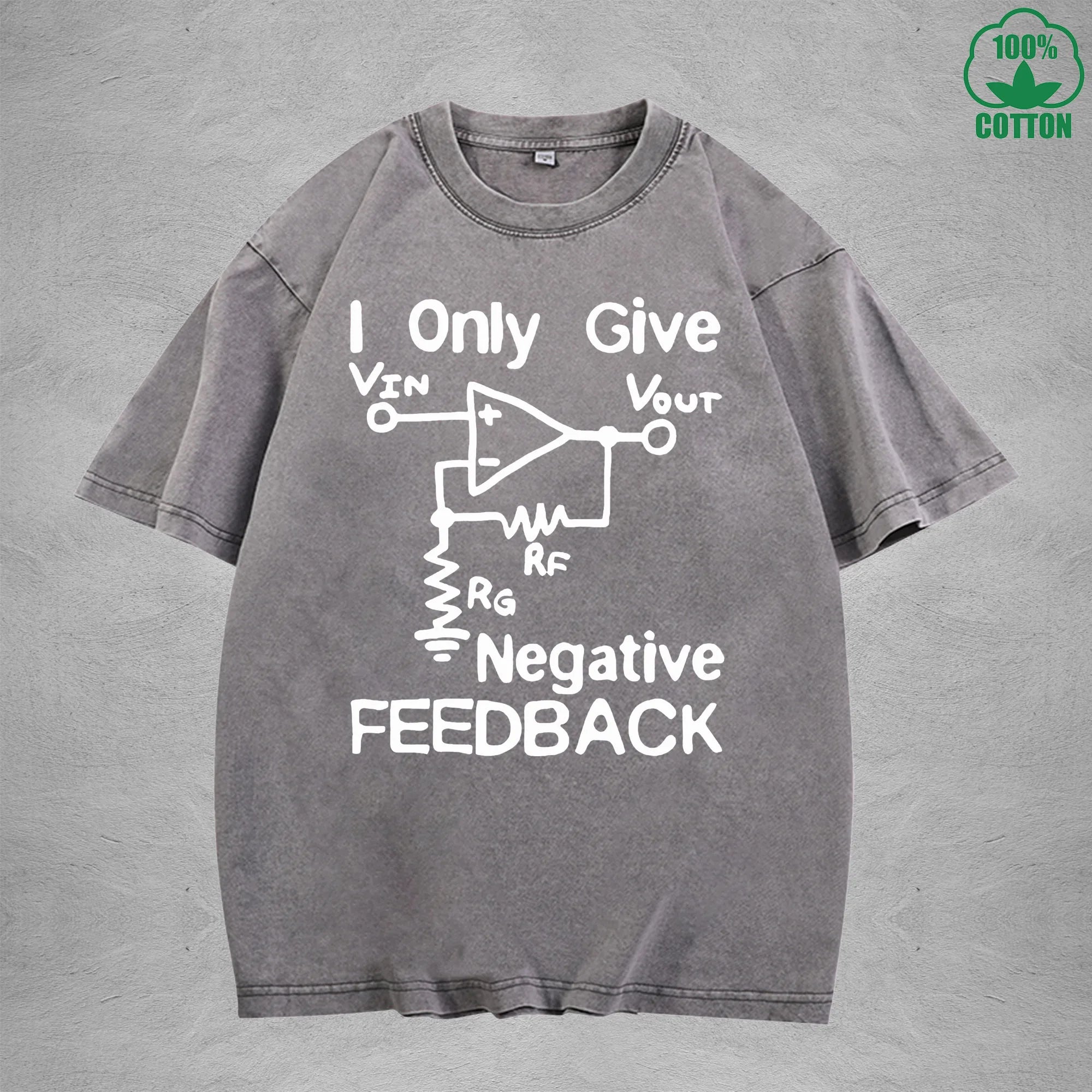 I Give Negative FeedbackInterest Printed Washed T-Shirt 230G Loose Trendy Fashionable 100%Cotton Short Sleeve Top
