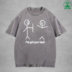 I've Got Your Back Interest Printed Washed T-Shirt 230G Multicolor Loose Trendy Fashionable Cotton Short Sleeve Top