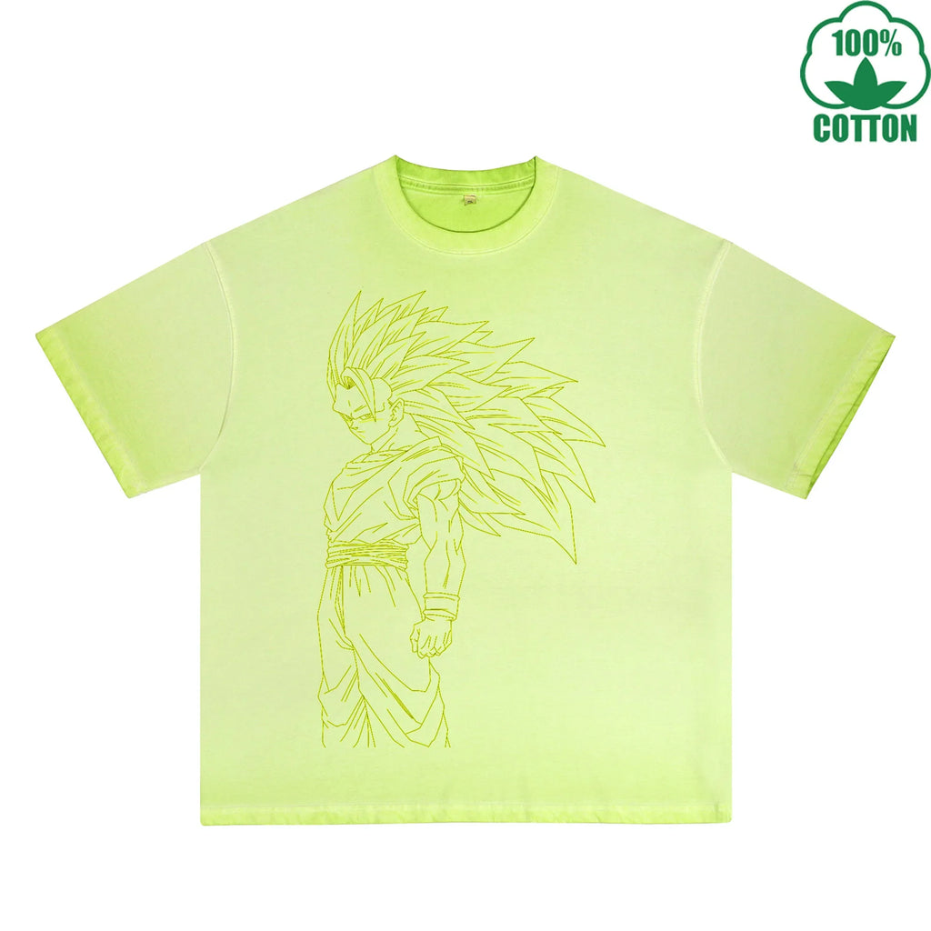 Golden Figure Pattern Multicolor 230G Dirty Wash Loose T-Shirt Comfortable Pure Cotton Breathable Short Sleeve Couple Style