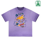 Bes T CLASS Printed Dirty WashT-Shirt 230G Multicolor Loose Trendy Short Sleeves Fashionable 100%Cotton Top