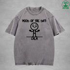MOOD OF THE DAY CALM Interest Printed Washed T-Shirt 230G Multicolor Loose Trendy Fashionable Cotton Short Sleeve Top
