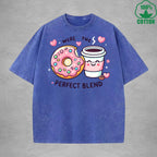 Were The Perfect BlendInterest Printed Washed T-Shirt 230G Loose Trendy Fashionable 100%Cotton Short Sleeve Top