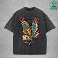 EagleInterest Printed Washed T-Shirt 230G Multicolor Loose Trendy Fashionable 100%Cotton Short Sleeve Top