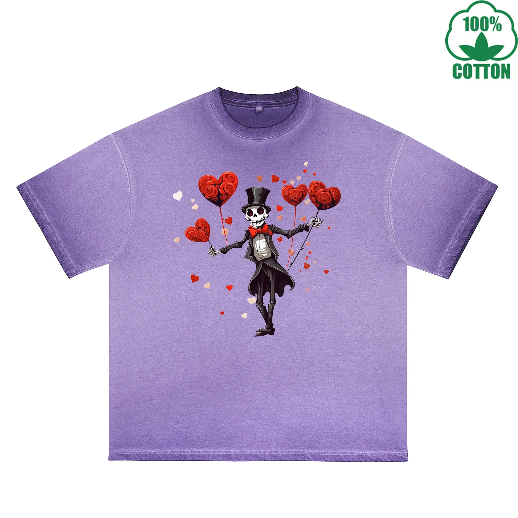 LOVE Printed Dirty Wash T-Shirt 230G Multicolor Loose Trendy Fashionable 100%Cotton Short Sleeve Top