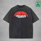 Cute SushiInterest Printed Washed T-Shirt 230G Multicolor Loose Trendy Fashionable 100%Cotton Short Sleeve Top