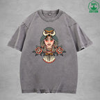 High PriestInterest Printed Washed T-Shirt 230G Multicolor Loose Trendy Fashionable 100%Cotton Short Sleeve Top
