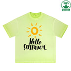 Summer Printed Dirty WashT-Shirt 230G Multicolor Loose Trendy Fashionable 100%Cotton Short Sleeve Top