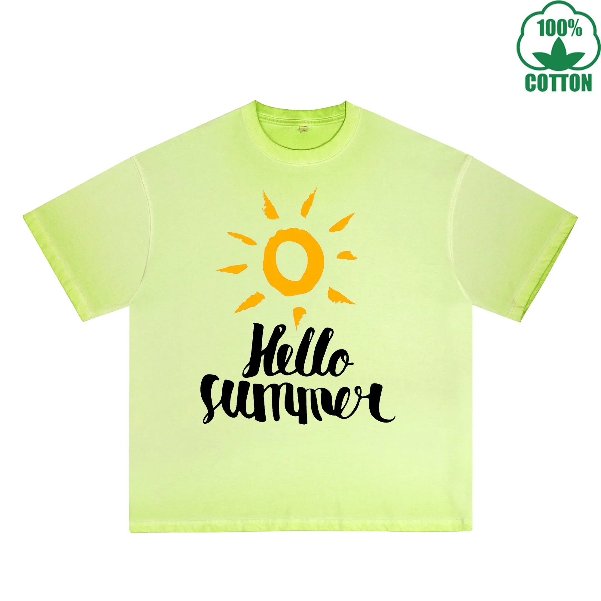 Summer Printed Dirty WashT-Shirt 230G Multicolor Loose Trendy Fashionable 100%Cotton Short Sleeve Top
