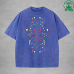 Mecha Style American Retro 230G Washed T-Shirt Available in Multiple Colors Fashionable Pure Cotton Short Sleeve