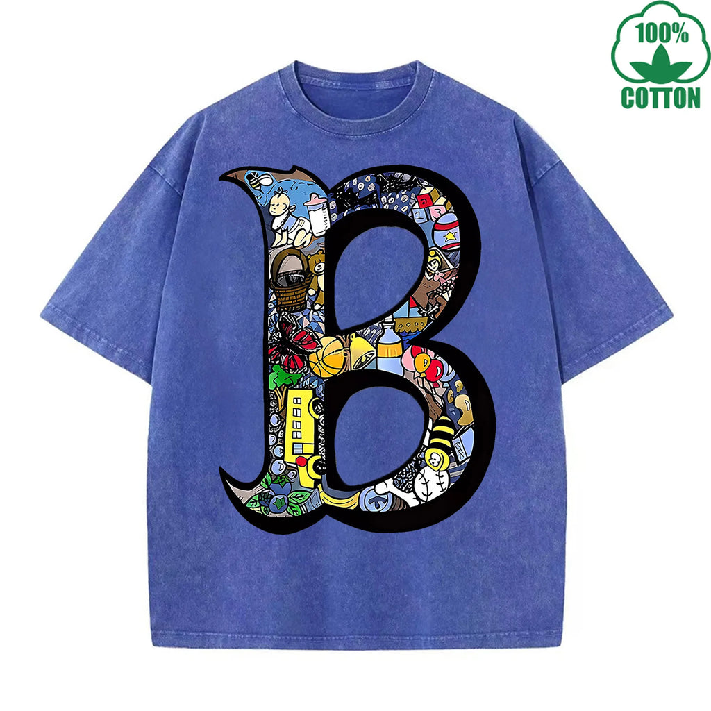 Quirky B World Trendy Loose Fit T-Shirt with Fun Print, 230G Washed, Fashionable Cotton Short Sleeve TopThe Best Gift Choice