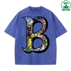 Quirky B World Trendy Loose Fit T-Shirt with Fun Print, 230G Washed, Fashionable Cotton Short Sleeve TopThe Best Gift Choice
