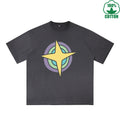 Planet Printed Dirty WashT-Shirt 230G Multicolor Loose Trendy Fashionable 100%Cotton Short Sleeve Top