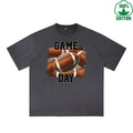 Game Day Printed Dirty Wash T-Shirt 230G Multicolor Loose Trendy Fashionable 100%Cotton Short Sleeve Top