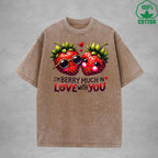 Love With YouInterest Printed Washed T-Shirt 230G Loose Trendy Fashionable 100%Cotton Short Sleeve Top
