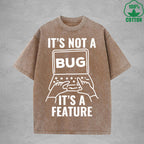 Its Not A BugInterest Printed Washed T-Shirt 230G Loose Trendy Fashionable 100%Cotton Short Sleeve Top