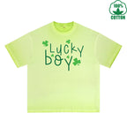 Fatey Boy Printed Dirty Wash T-Shirt 230G Multicolor Loose Trendy Fashionable 100%Cotton Short Sleeve Top