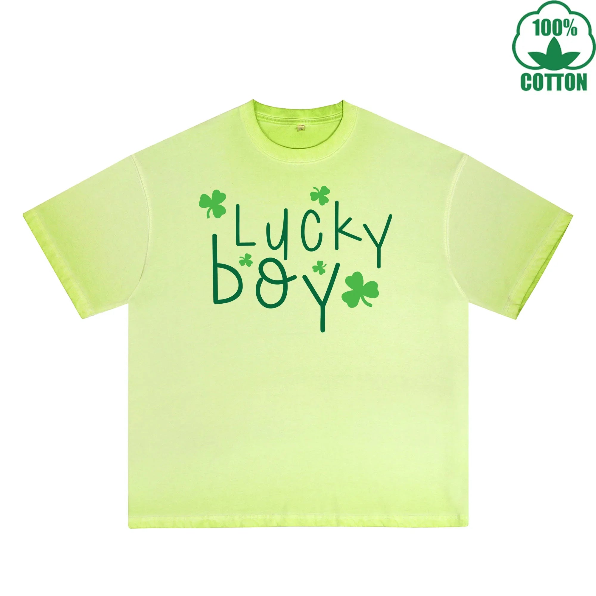 Fatey Boy Printed Dirty Wash T-Shirt 230G Multicolor Loose Trendy Fashionable 100%Cotton Short Sleeve Top