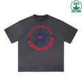 All American Mom Printed Dirty Wash T-Shirt 230G Multicolor Loose Trendy Fashionable 100%Cotton Short Sleeve Top