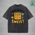 Waffle-Y SweetInterest Printed Washed T-Shirt 230G Loose Trendy Fashionable 100%Cotton Short Sleeve Top