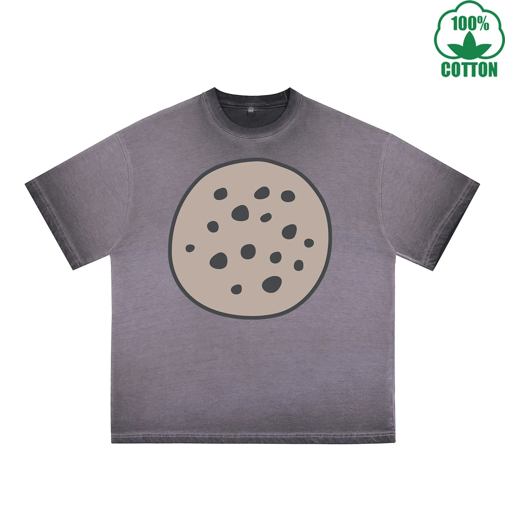 Meteorite Printed Dirty WashT-Shirt 230G Multicolor Loose Trendy Fashionable 100%Cotton Short Sleeve Top