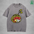 Cute Rice BallInterest Printed Washed T-Shirt 230G Multicolor Loose Trendy Fashionable 100%Cotton Short Sleeve Top
