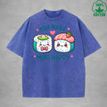 You Make Miso HappyInterest Printed Washed T-Shirt 230G Loose Trendy Fashionable 100%Cotton Short Sleeve Top