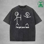 I've Got Your Back Interest Printed Washed T-Shirt 230G Multicolor Loose Trendy Fashionable Cotton Short Sleeve Top