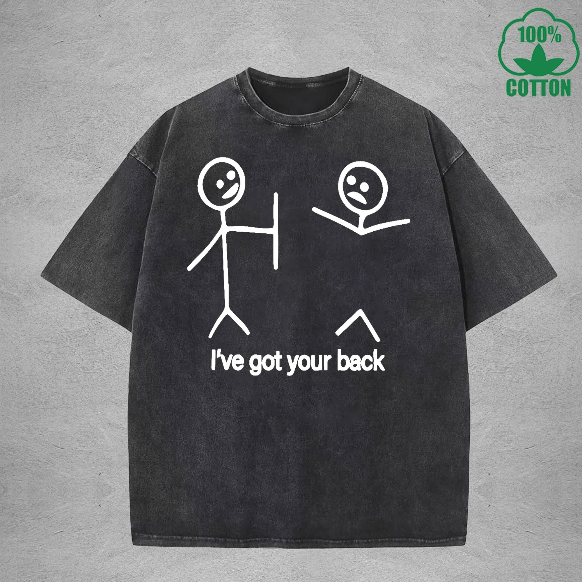 I've Got Your Back Interest Printed Washed T-Shirt 230G Multicolor Loose Trendy Fashionable Cotton Short Sleeve Top