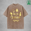 Merry Christmas Interest Printed Washed T-Shirt 230G Multicolor Loose Trendy Fashionable 100%Cotton Short Sleeve Top