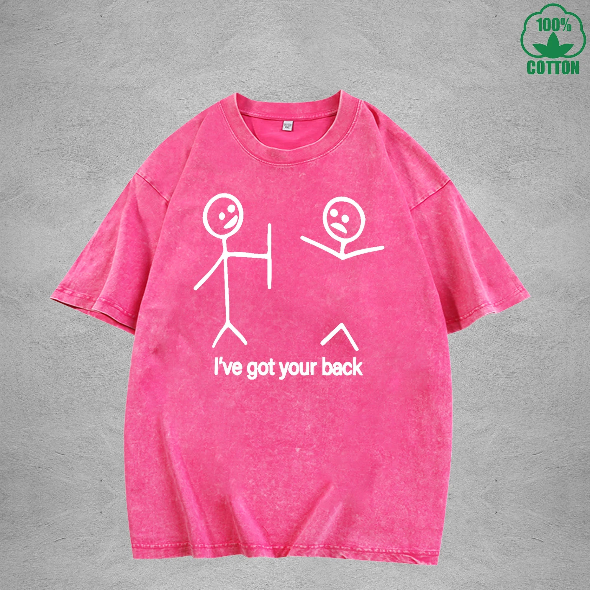 I've Got Your Back Interest Printed Washed T-Shirt 230G Multicolor Loose Trendy Fashionable Cotton Short Sleeve Top