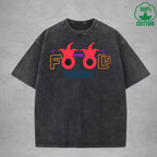 April Fool Days Interest Printed Washed T-Shirt 230G Multicolor Loose Trendy Fashionable 100%Cotton Short Sleeve Top